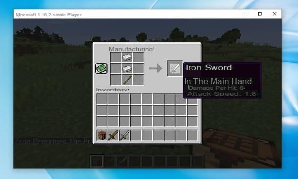 Comment faire l'épée dans Minecraft